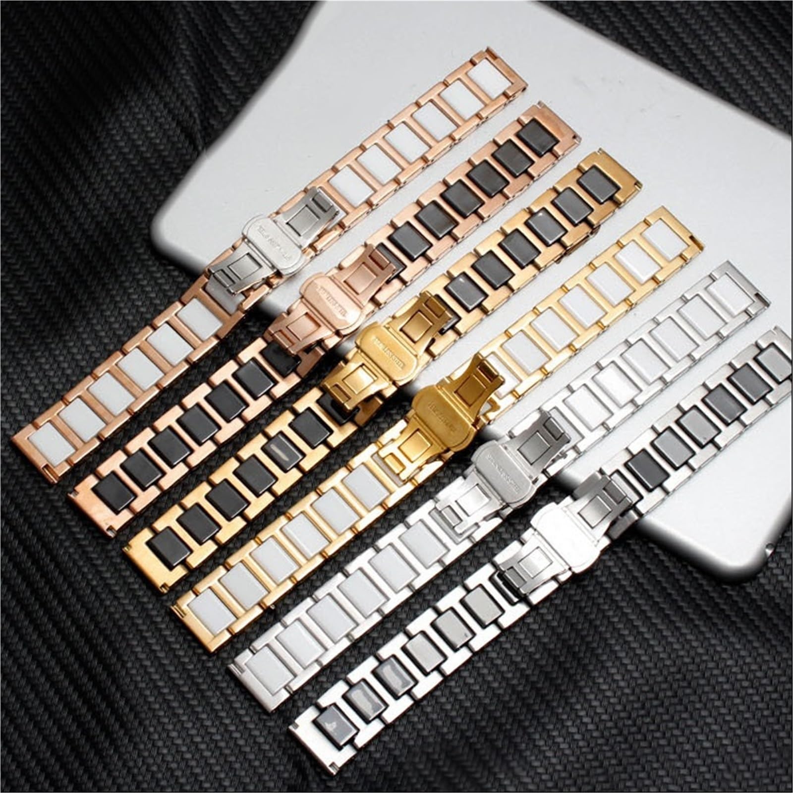 Bracelet en céramique for Femmes et Hommes, en Acier Inoxydable, 12-22mm, Montre à la Mode