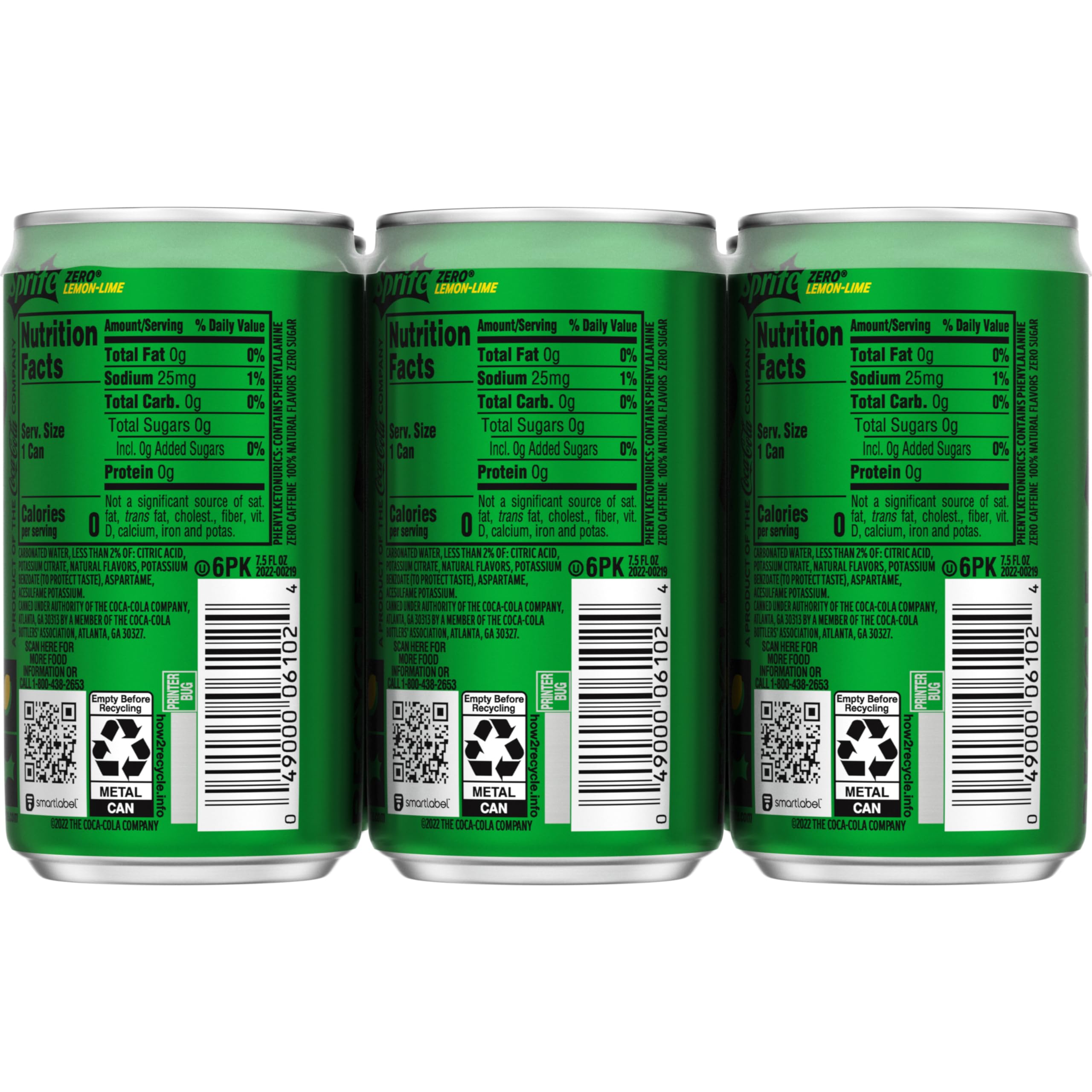 Sprite Zero 7.5 Fluid Ounce (Pack of 6)