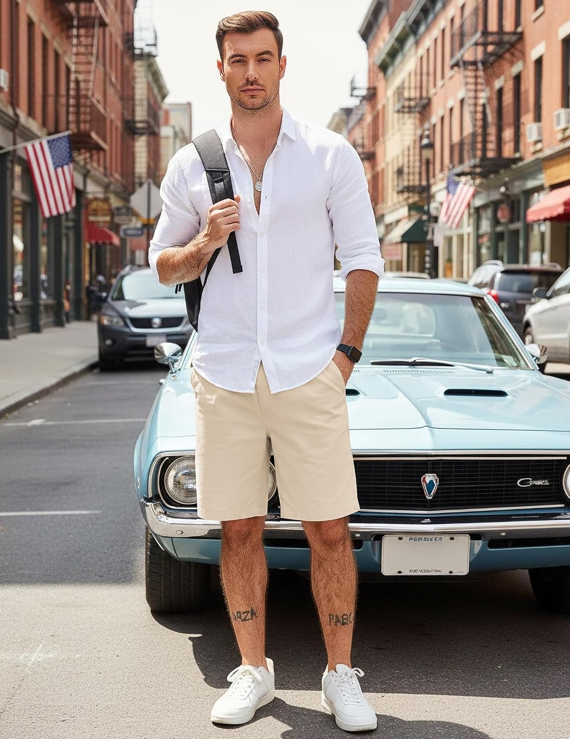 COOFANDY Men's Casual Shorts Cotton Elastic Waist Drawstring Shorts Lightweight Summer Beach Shorts thumbnail