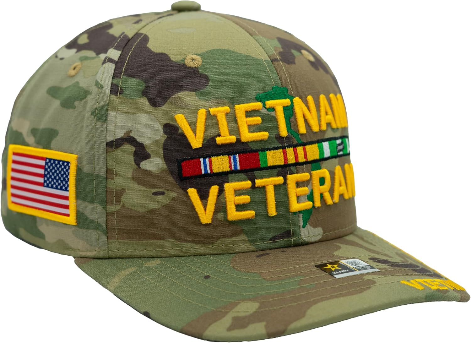 Vietnam Veteran Hat for Men US Army Official Licensed Military Embroidered Map Adjustable Baseball Cap