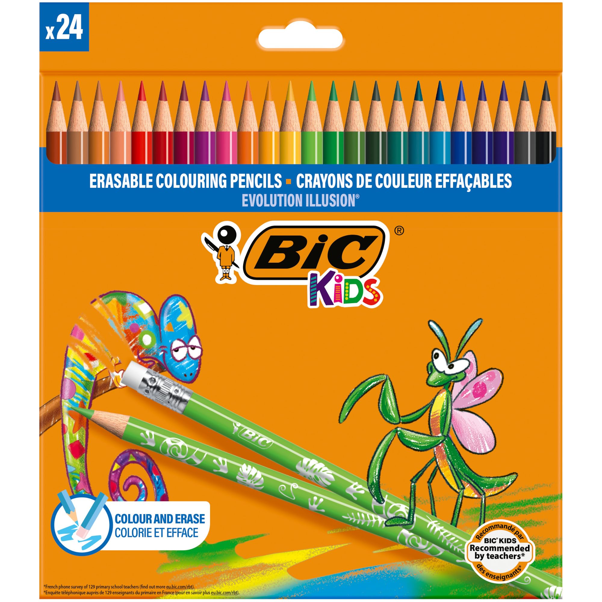 BIC Kids Evolution Illusion Lápices de Colores Borrables - Pack de 24