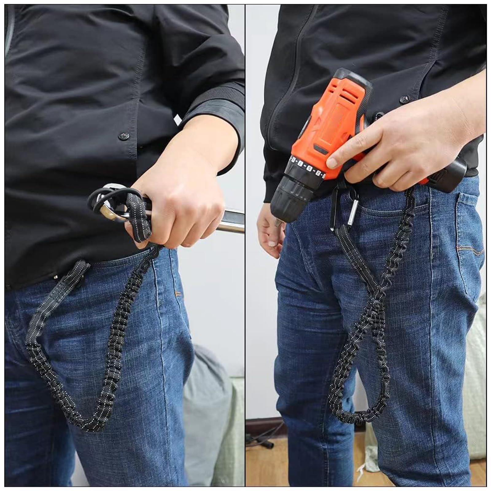 6 unidades de herramientas de seguridad con mosquetón, cuerda de seguridad extensible, cuerda de seguridad para trabajar en altura