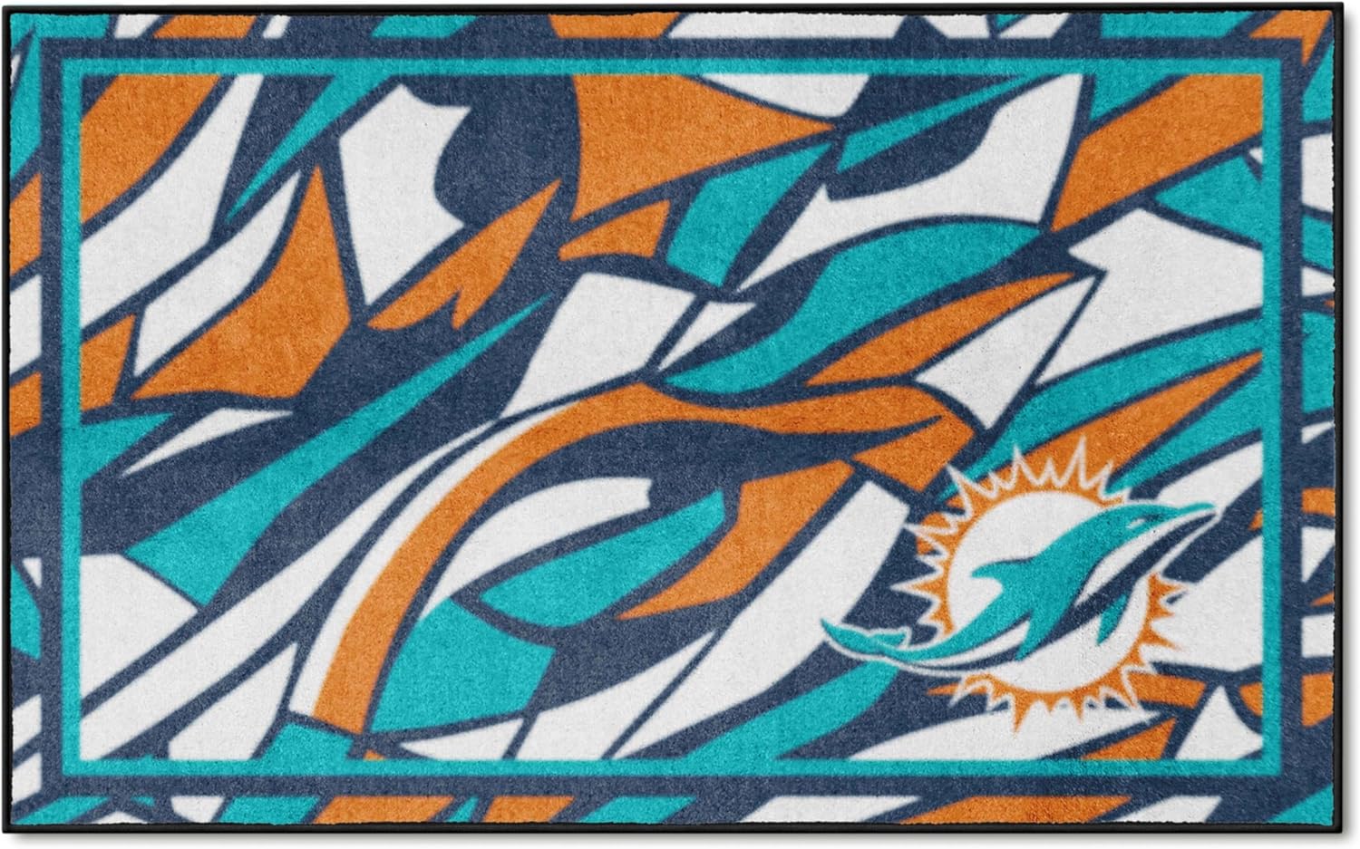 FANMATS 23313 Miami Dolphins 4ft. x 6ft. Plush Area Rug XFIT Design