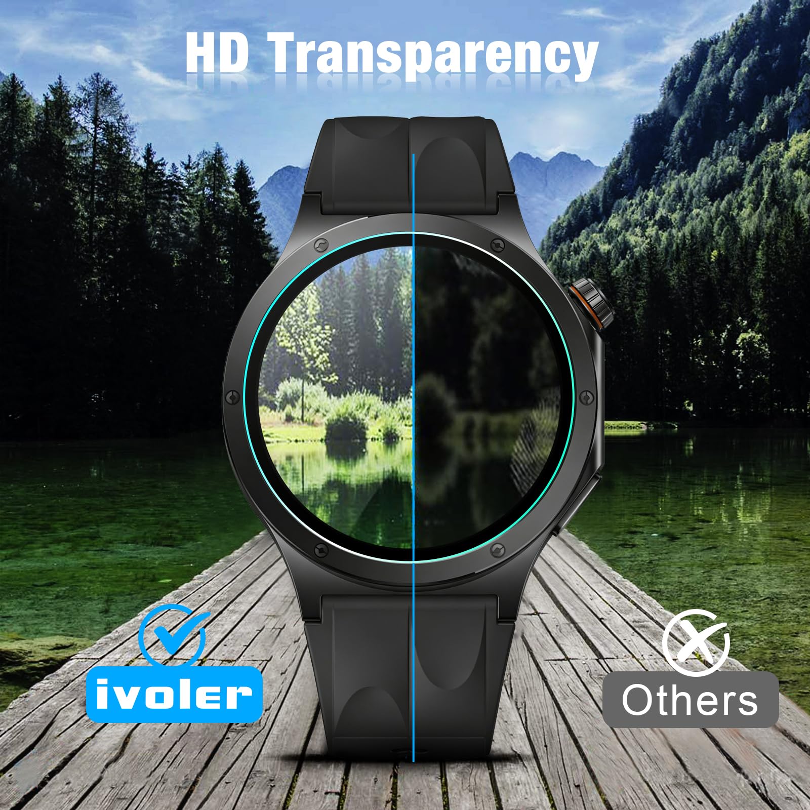 ivoler Zestaw 4 folii ochronnych ze szkła hartowanego do Oppo Watch X3 / OnePlus Watch 4, bardzo wytrzymałe szkło 9H, odporne na zarysowania, HD przezroczyste, bez pęcherzyków powietrza