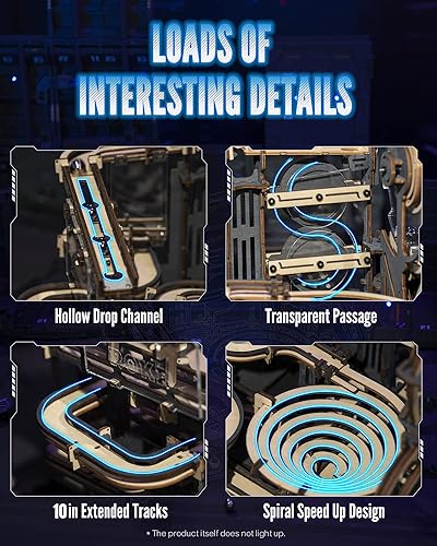 Miniatura 6 de ROKR Rompecabezas de madera 3D para adultos, kit de construcción de modelo de carrera de canicas (LGA01 Marble Night City)