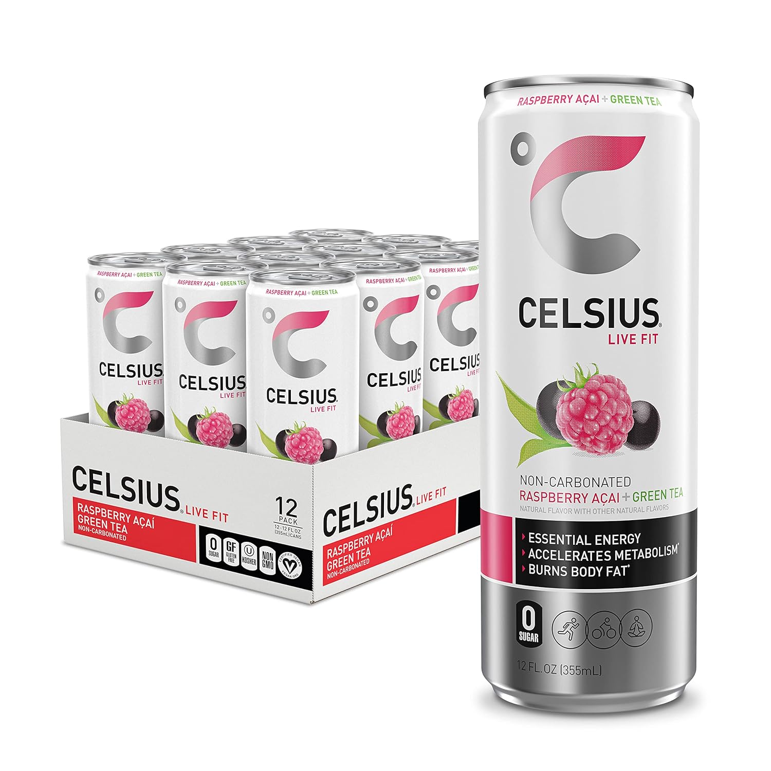 CELSIUS Raspberry Acai Green Tea, Functional Essential