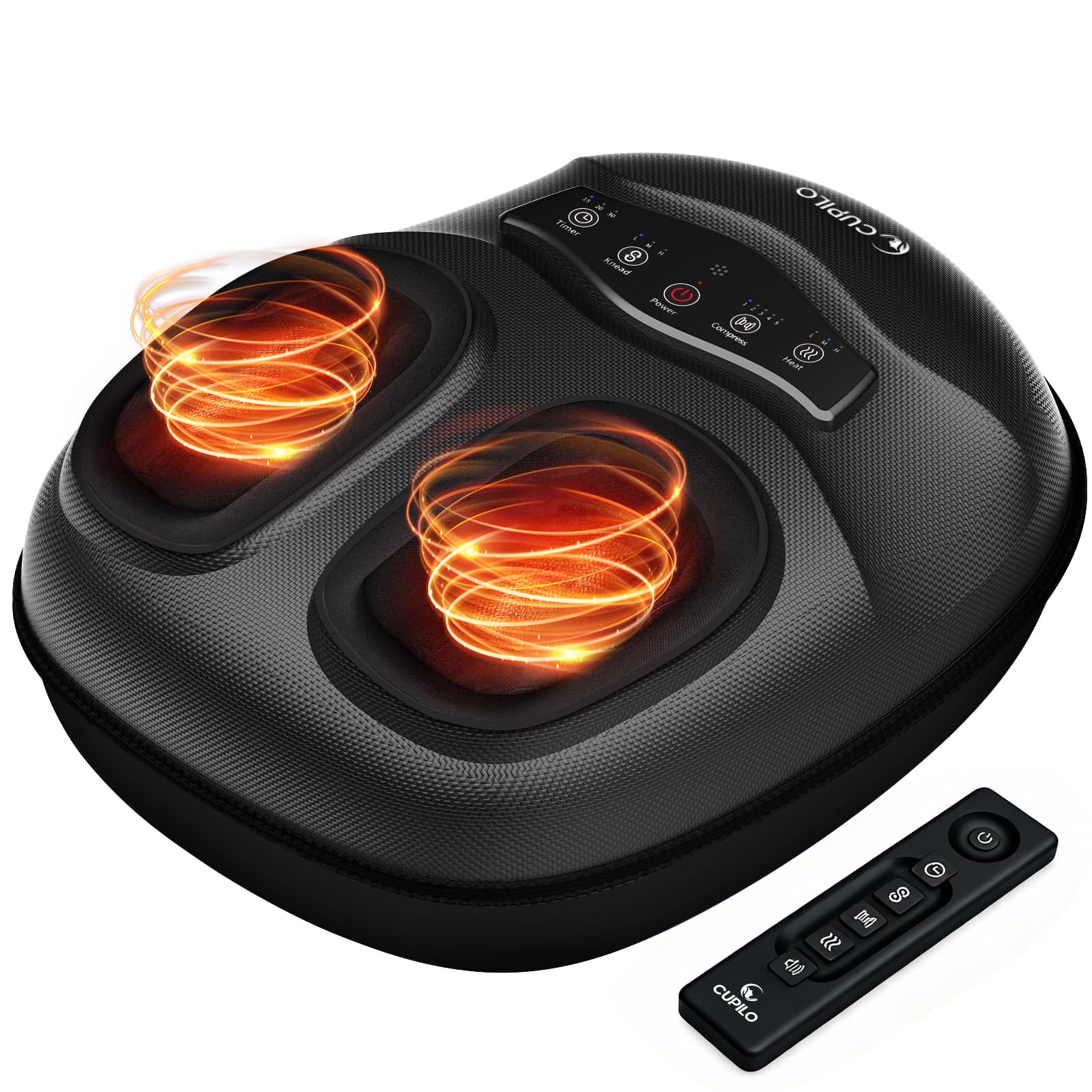 CuPiLo FSA Eligible HSA Foot Massager with Heat [Remote Control], Shiatsu Foot Massager Machine with 5 Compression Levels, Electric Feet Massager for