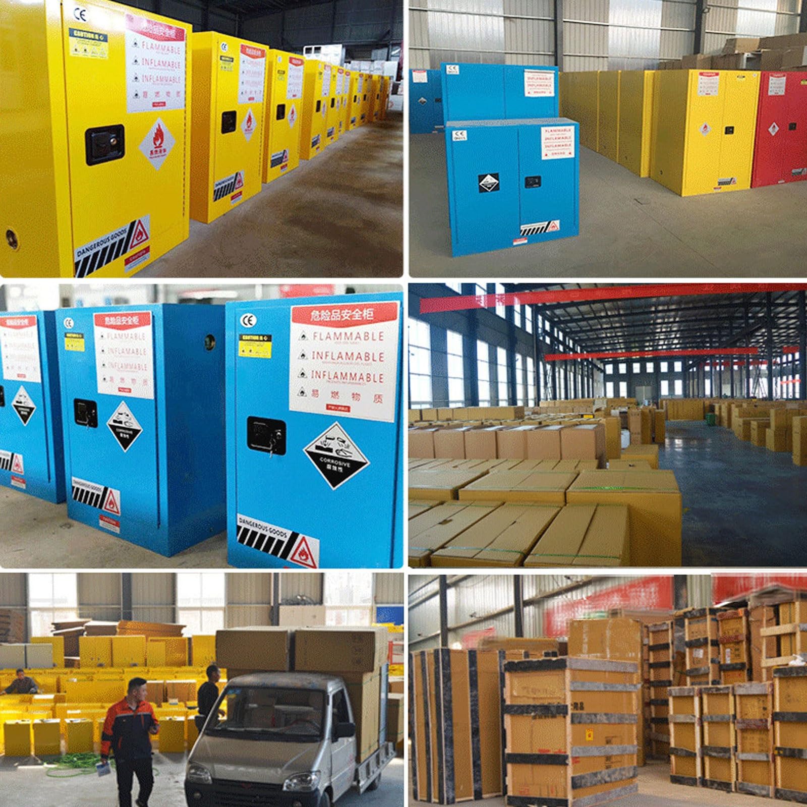 Armadio di Sicurezza Antideflagrante per Infiammabili Armadio di Stoccaggio In Acciaio Laminato a Freddo con Scanalatura Antii-perdita Armadioo per Materiali Pericolosi Infiammabili(Yellow)