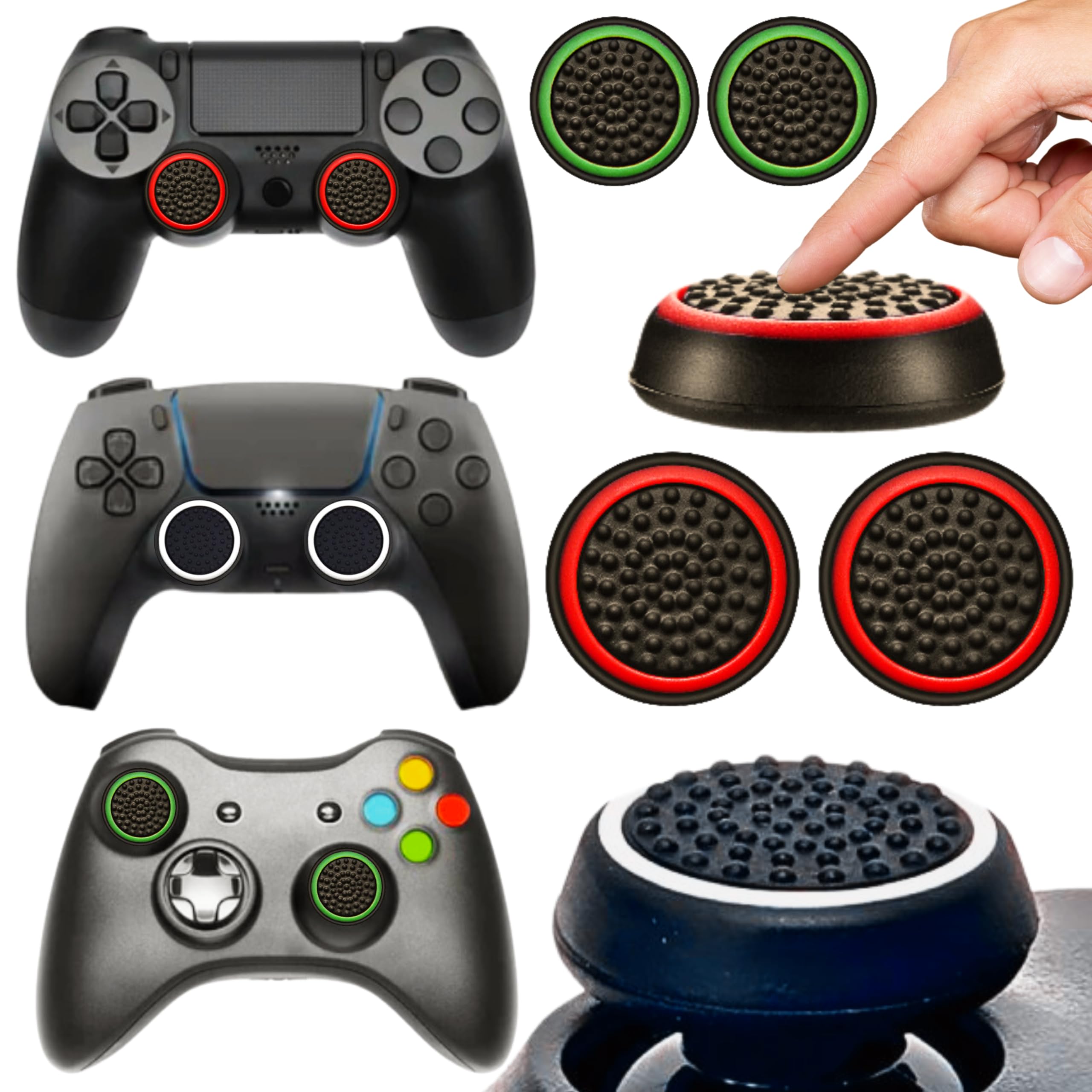 ONE AGE [4 Pcs/2Pair][Free Led Bar Sticker 2 Pcs Random] Silicone Thumb Cap Grip Stick Analog Joystick Cap Cover for PS3 / PS4 / PS5 / Xbox 360 / Xbox One Game Controllers (B08F3VM2MQ) Amazon Price History, Amazon Price Tracker