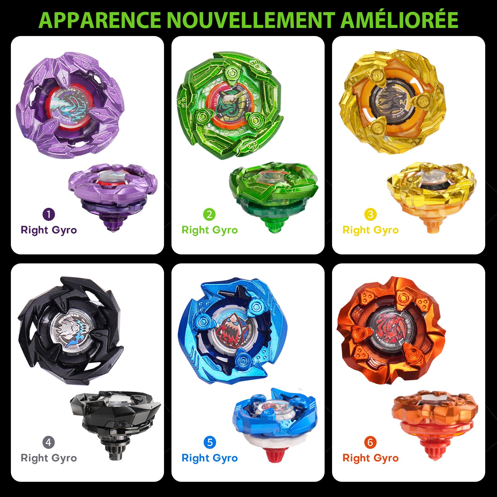 DEZAWRTY X Battle Arène Set, 6 toupies et 2 lanceurs, 1 Stadium de Combat pour Les Enfants à partir de 6 Ans, Cadeau de Jeu pour Les garçons