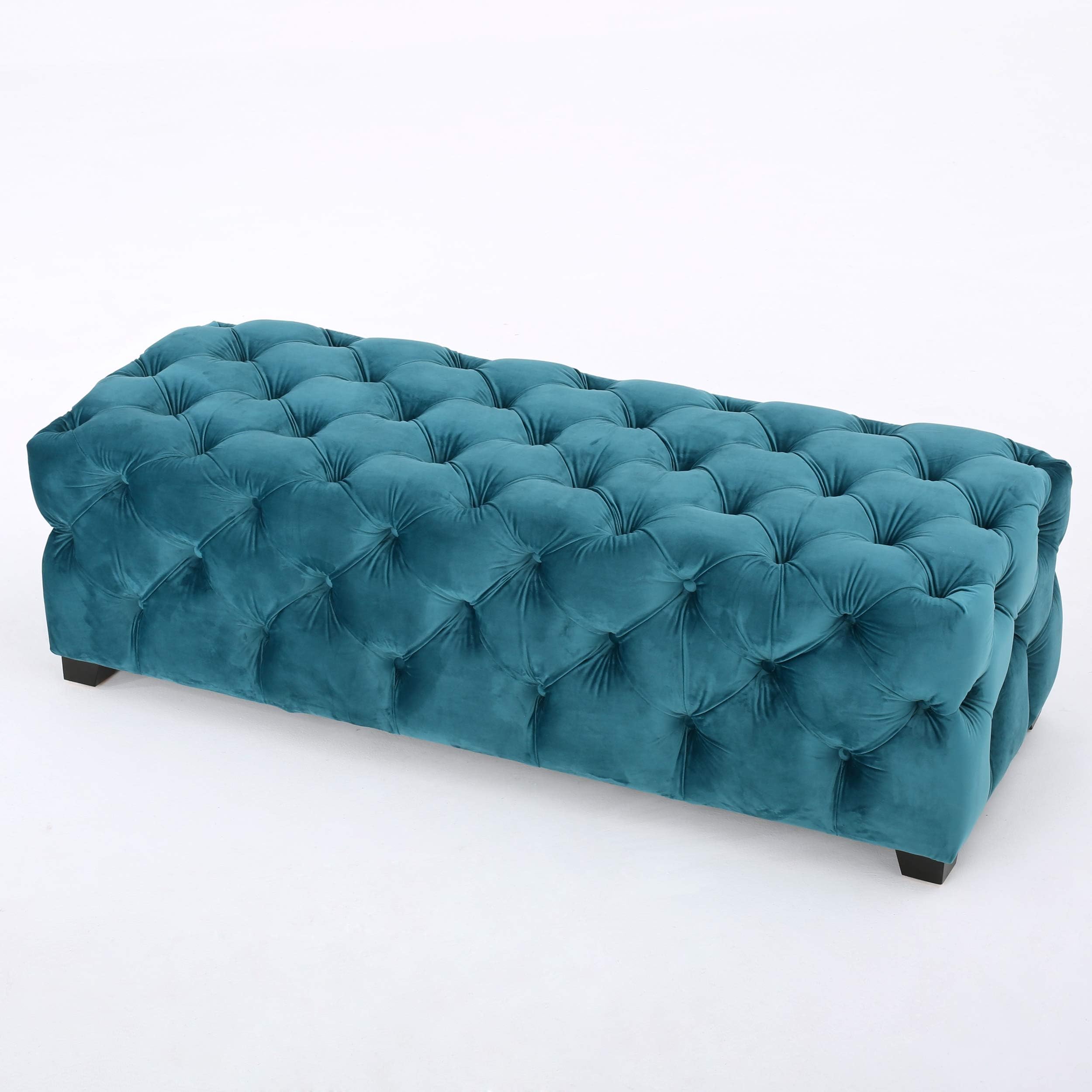 Christopher Knight HomePiper Velvet Ottoman, Dark Teal, Rectangle