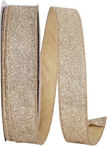 Reliant Ribbon Glitter Metallic Display Value Wired Edge, Gold/Silver, 1-1/2 Inch, 50 Yards