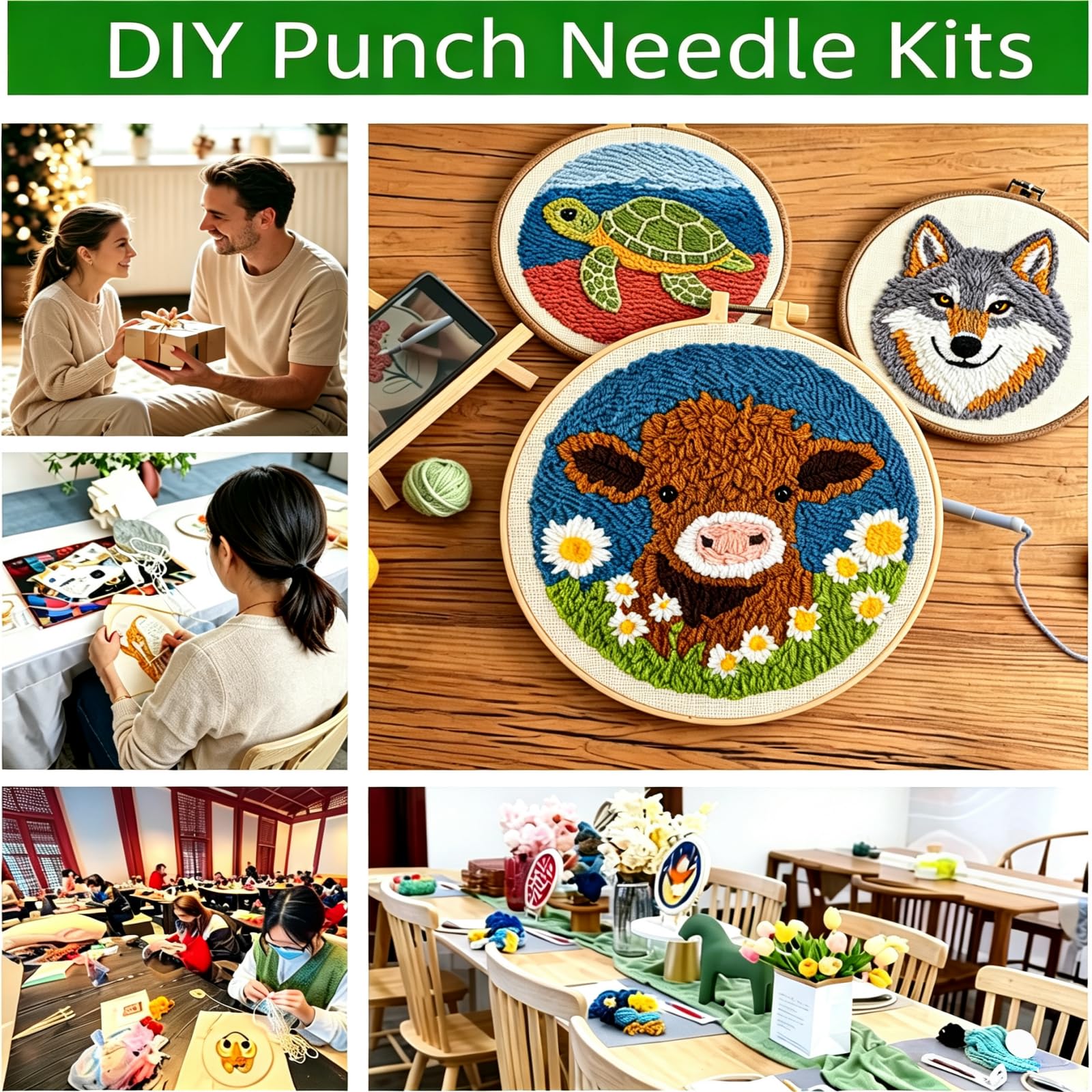 DIY Highland Cow Punch Needle Kit - Beginner Craft -7