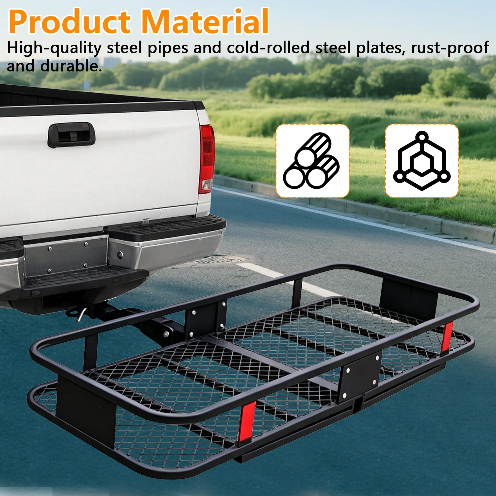 Heckträger für Anhängerkupplung, Gepäckträgerkorb für Anhängerkupplung Suitable for Tow Hitch Einsetzbar in ATV PKW SUV.Hoflader