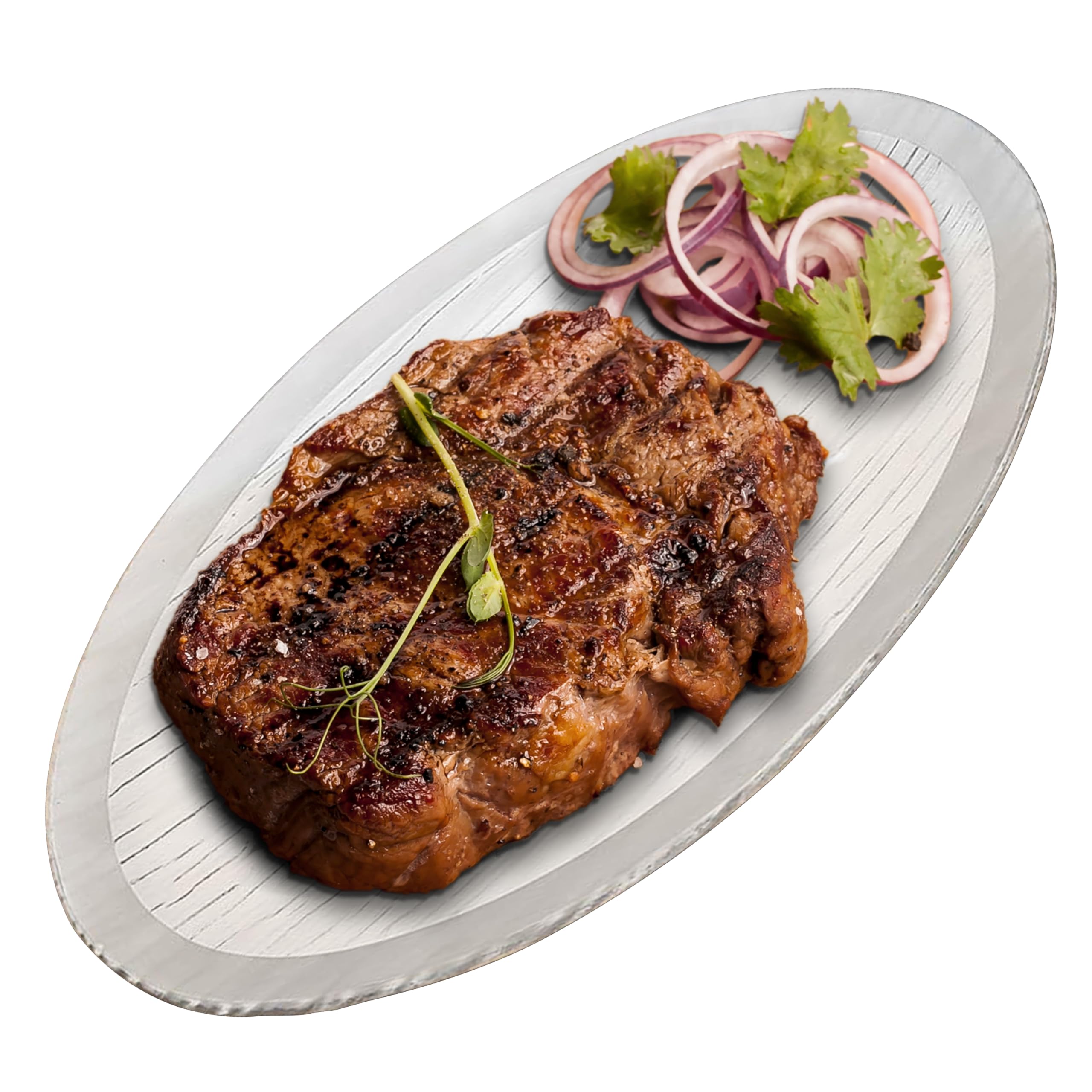 Tempered Glass Oval Meat Serving Tray – Durable Food Platter for Serving Dishes, Party Trays and Platters, Microwave Oven & Dishwasher Safe Decorative Tray – 8.5 x 14 Inch, Silver