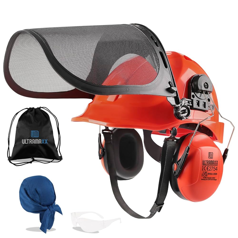 UM ULTRAMAXX 6-in-1 Chainsaw Helmet with Mesh Face Shield