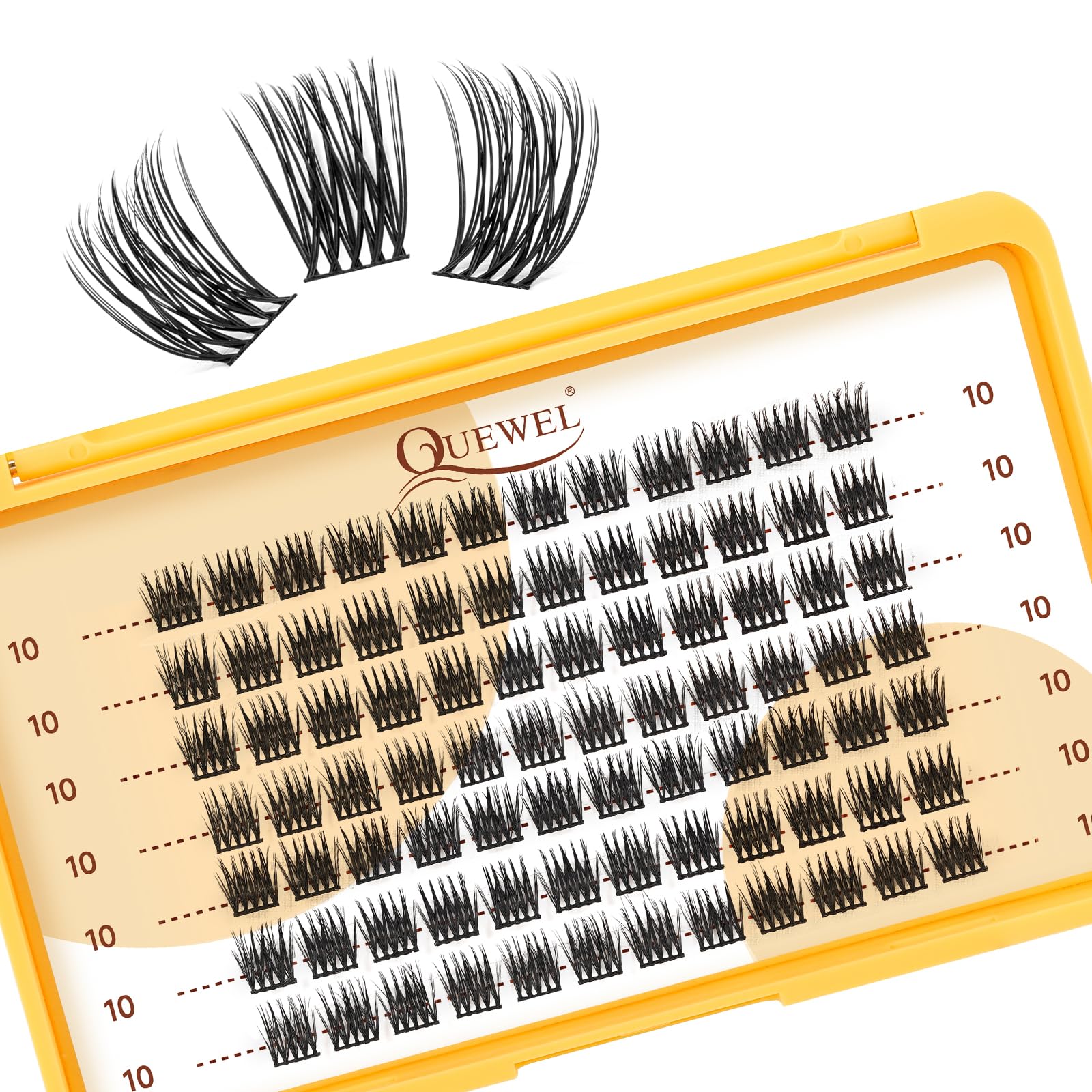 QUEWEL DIY Cluster Lashes - Individual Volume False Eyelashes, Soft & Light, Segmented, For Makeup Home Use (Honey01-D-MIX8-16mm) — view 53