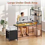 Mossora 195 x 110cm L Shaped Desk with File Drawers and Reversible Storage Shelves, Home Office Desks, Computer Desk with Power Outlet & LED Strip, Corner Gaming Desk for Bedroom, Carbon Fiber Black - 9