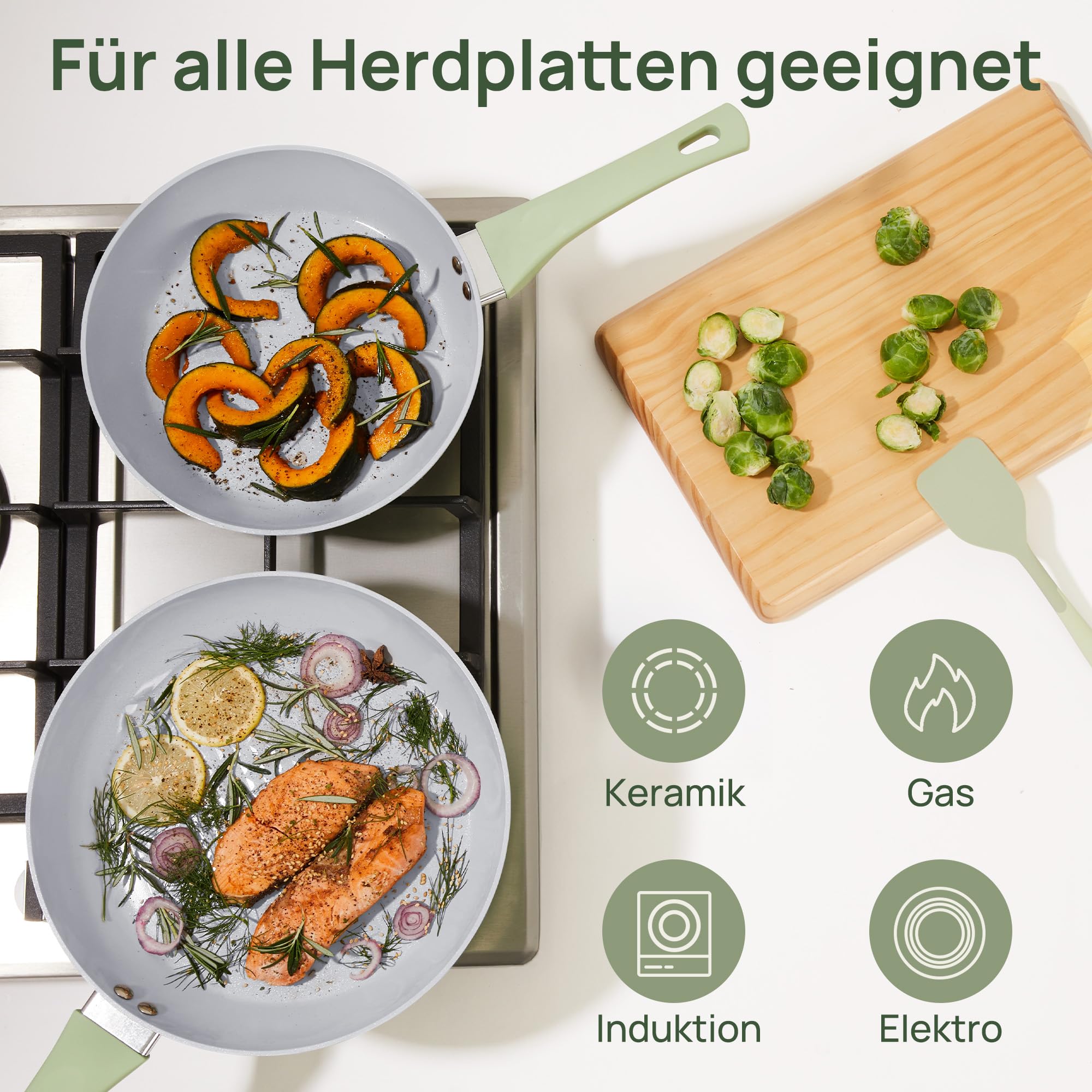 KOKHUB Pfannenset Antihaft Keramikpfanne, 20/24/28 cm Bratpfanne