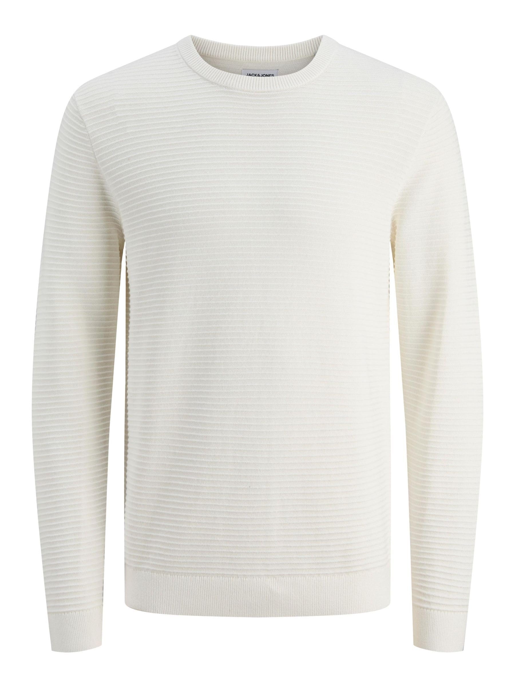 JACK & JONES Men's Jjotto Knit Crew Neck Aw25, Cloud Dancer, L