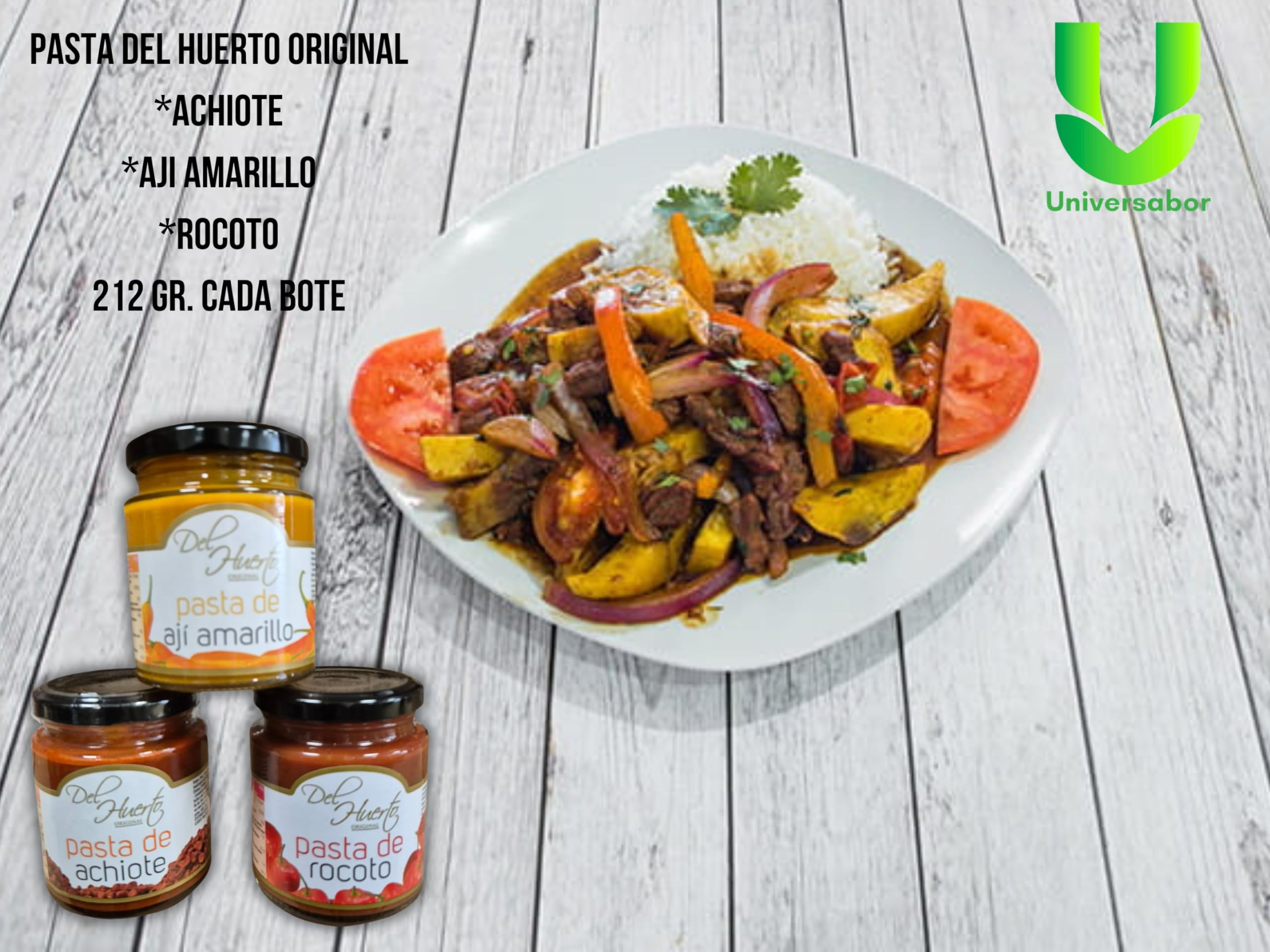 Pack de 3 Pastas Del Huerto - Aji Amarillo, Achiote y Rocoto - ¡Descubre la Auténtica Cocina Peruana! 212 gr por Frasco"