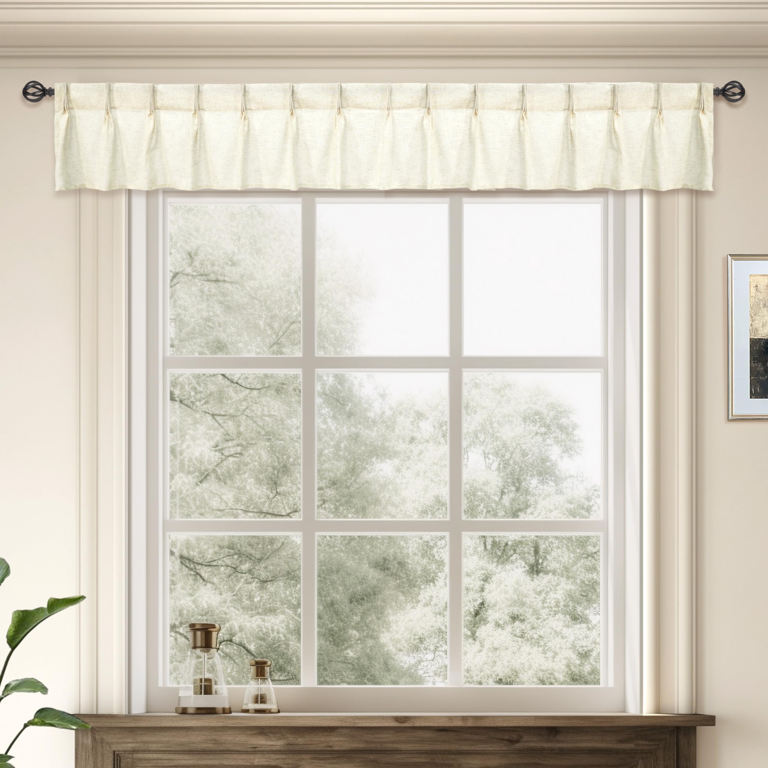 DriftAway Pinch Pleat Valance for Kitchen Window Linen