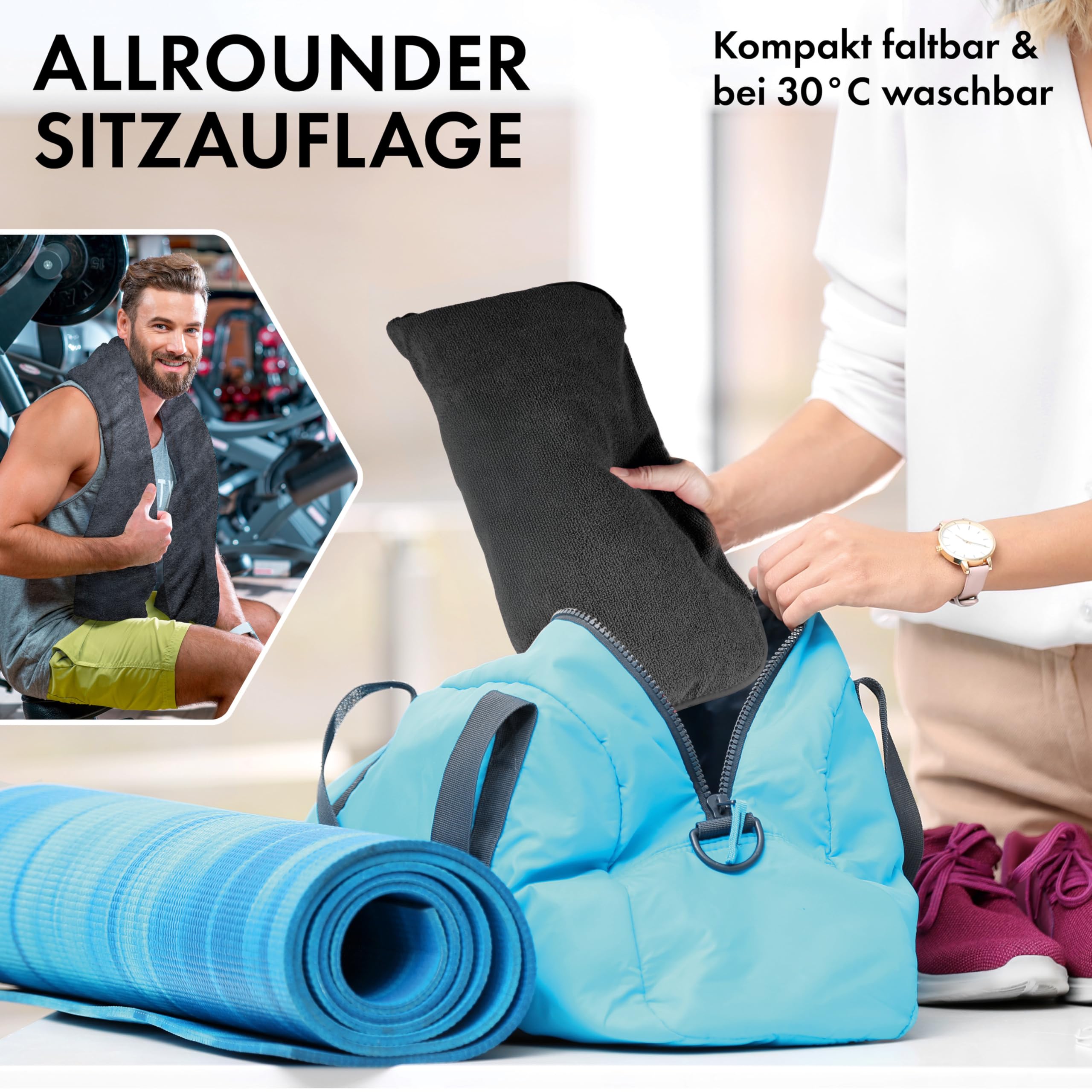 Walser Auto Sitzauflage Vordersitz aus Frottee, 2er Set Sitzaufleger, waschbarer Sitzschoner Auto, Universal Auto-Sitzauflage, Autositz-Überwurf, Schonbezug Autositz vorne 2 Stück schwarz