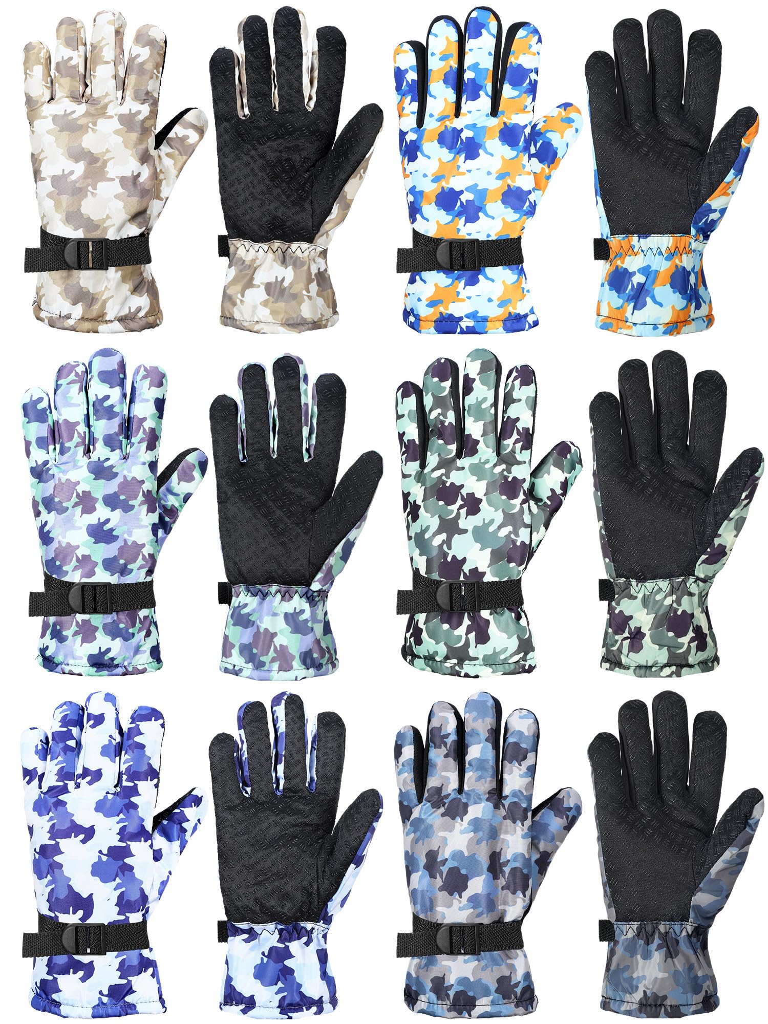 Bencailor 6 Paar Kinder Winterhandschuhe Wasserdicht Skihandschuhe Jungen Mädchen Warme Schnee Snowboard Fäustlinge für kaltes Wetter Unisex