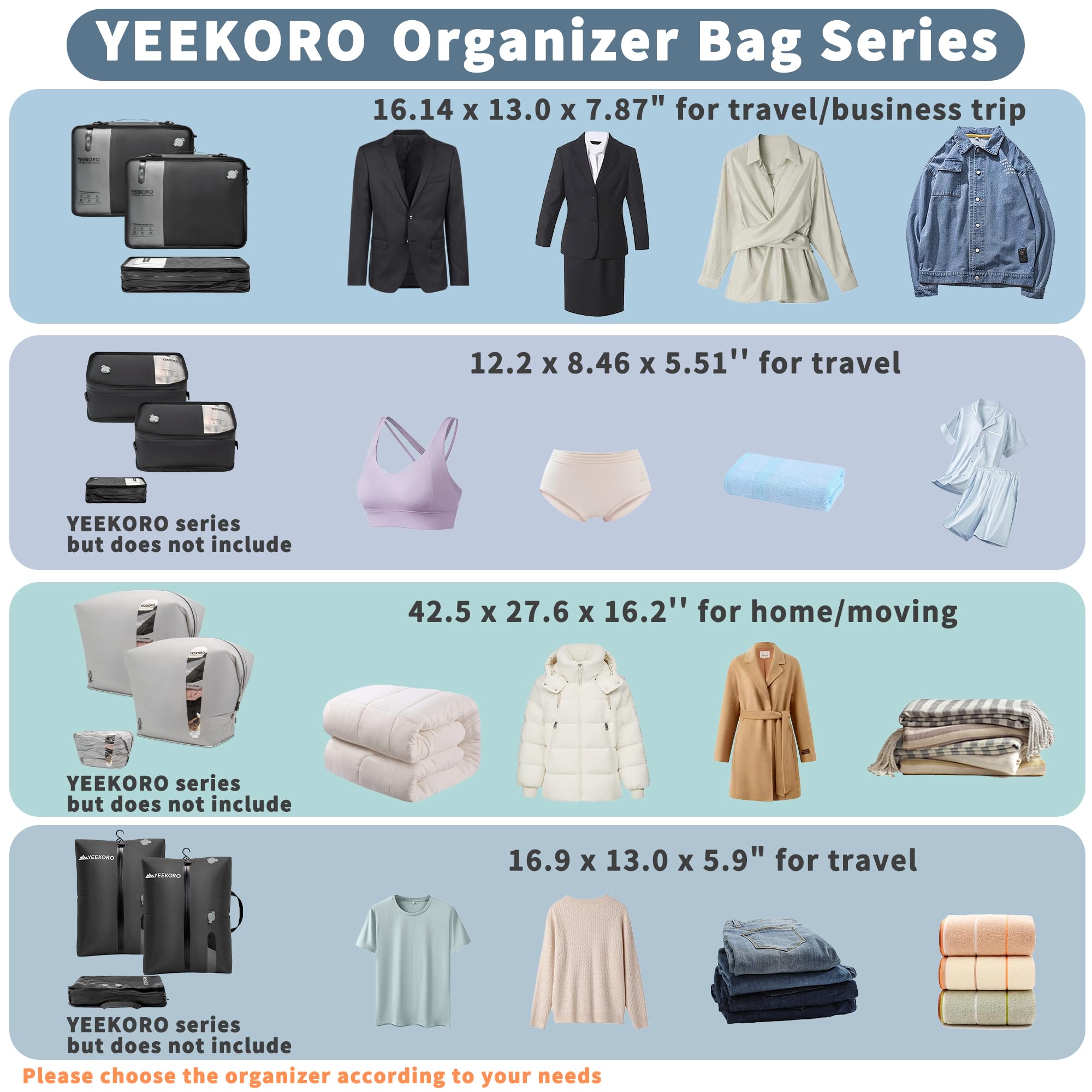 Cubos de embalaje para viajes, bolsas al vacío para viajes de negocios, cubos de embalaje de compresión para maletas, bolsas organizadoras para equipaje para mujeres y hombres accesorios de