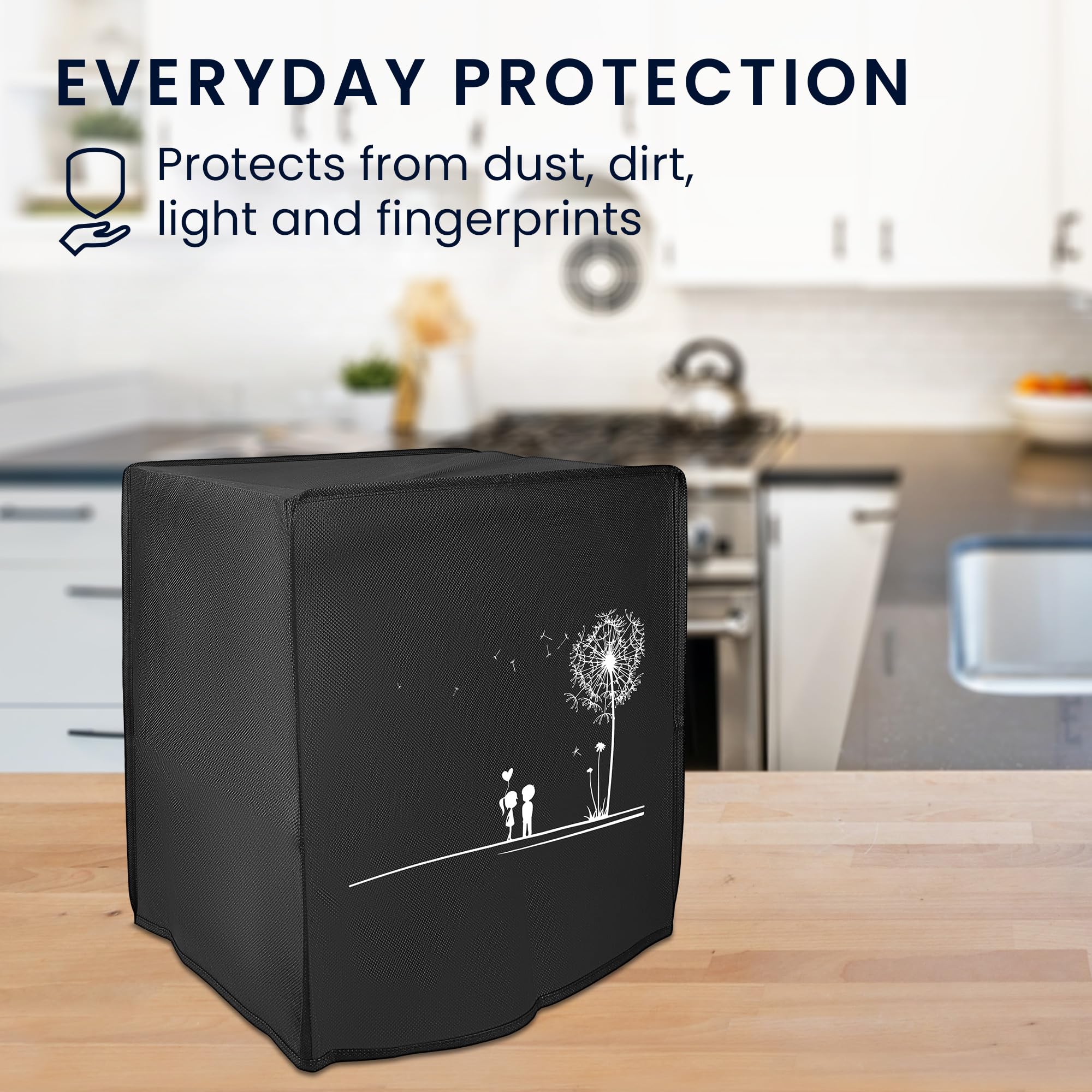 Kwmobile Schutzhülle Für Ninja MAX PRO 6,2L - Staubschutz Mit Herz Design In Weiß/Schwarz