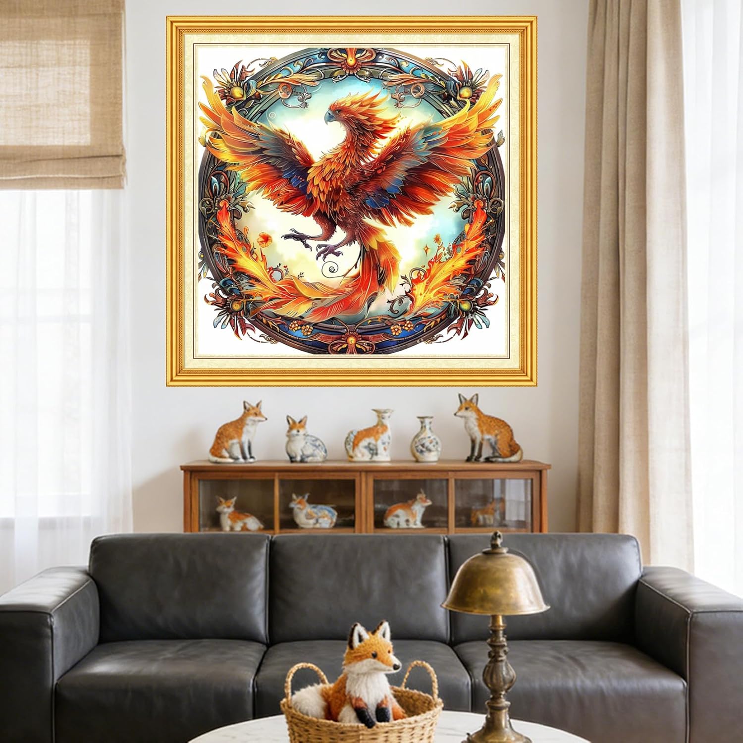Dimxvean Stamped Cross Stitch Kits,Crossstitch Kits for Adults Beginners,Embroidery Kits Full Range of Cross Stitch Stamped Kits Needlepoint Kits Cross Stitch-Patterns-Wreath Phoenix 18x18 inchs