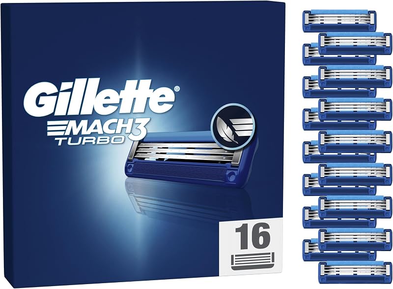Gillette Mach3 Recharges De Lames De Rasoir pour Homme, Rasoirs À 3 Lames 15 Recharges De Lames, Lames Plus Résistantes Que L’Acier