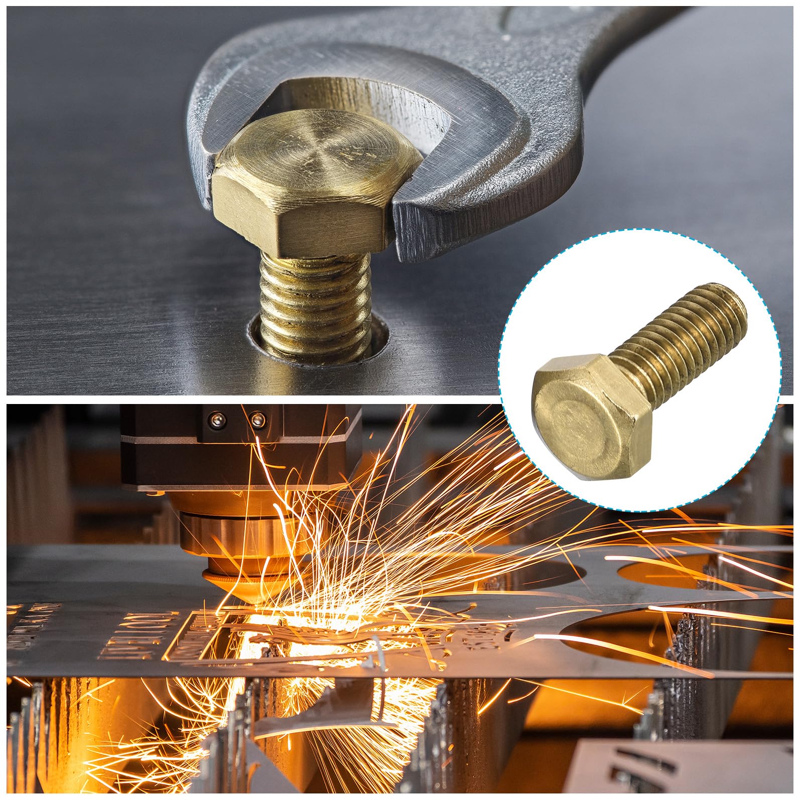 METALLIXITY Hex Head Screw Bolt (M6-1x16mm) 30Pcs, Brass Fully Threaded Solid Brass Hex Bolts Machine Screws - for Machinery Repair - Image 4