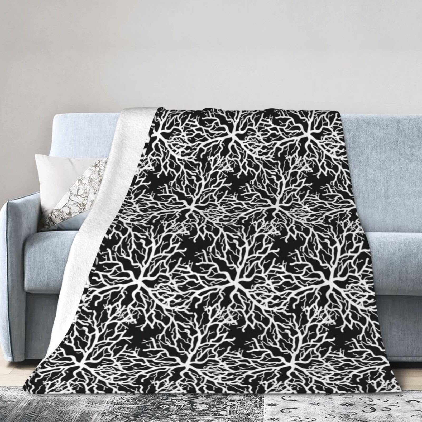 Noble Ren Black White Coral Ultra-Soft Micro Fleece Blanket Winter Warm Soft Lannel Fleece Throw Blanket For Couch Sofa Bed 50"X40"