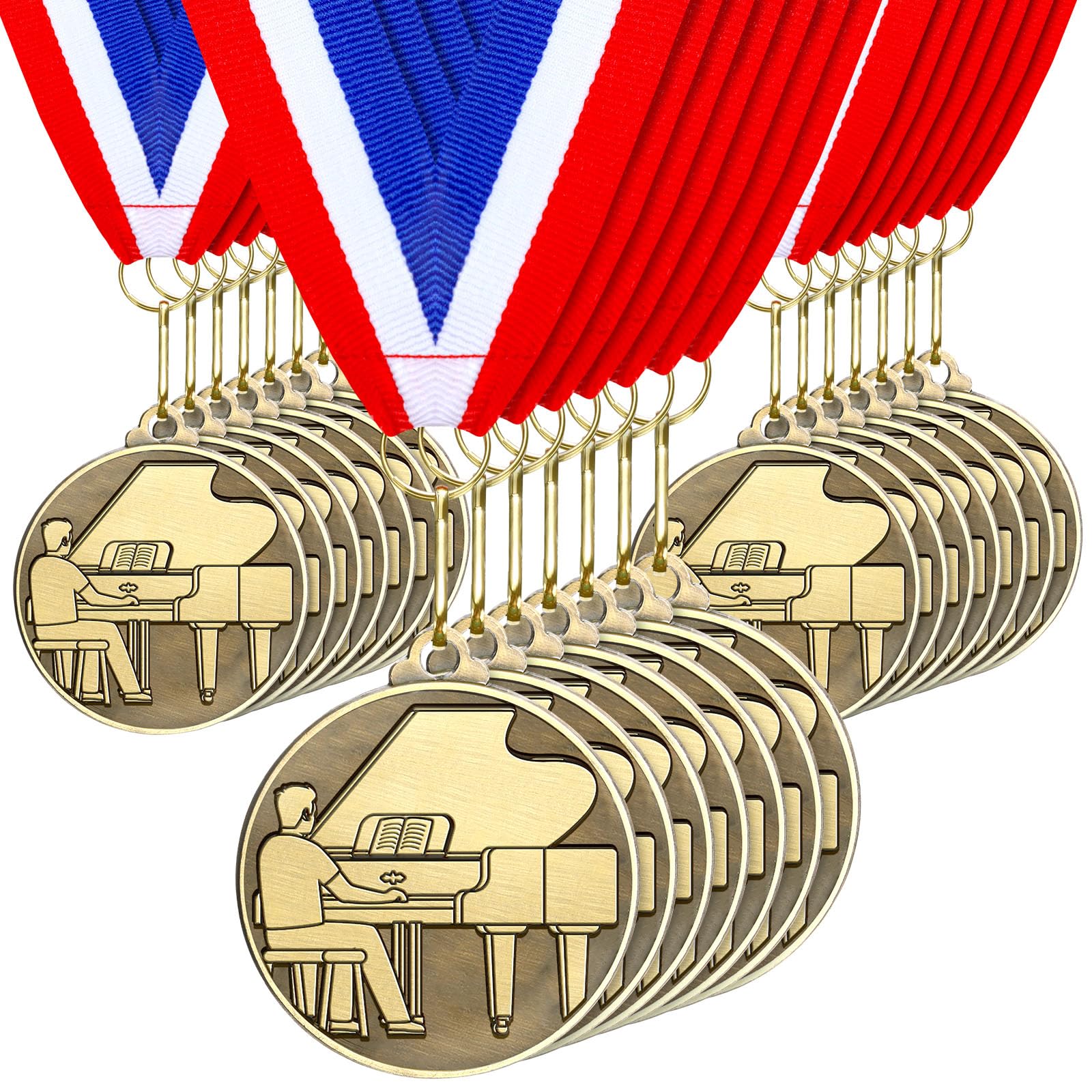 Aurelema 30 medallas de oro de 2 pulgadas para ganadores de premios, medallas a granel con cintas para el cuello, trofeo de metal, regalo para estudiantes, adultos, torneos escolares, competiciones