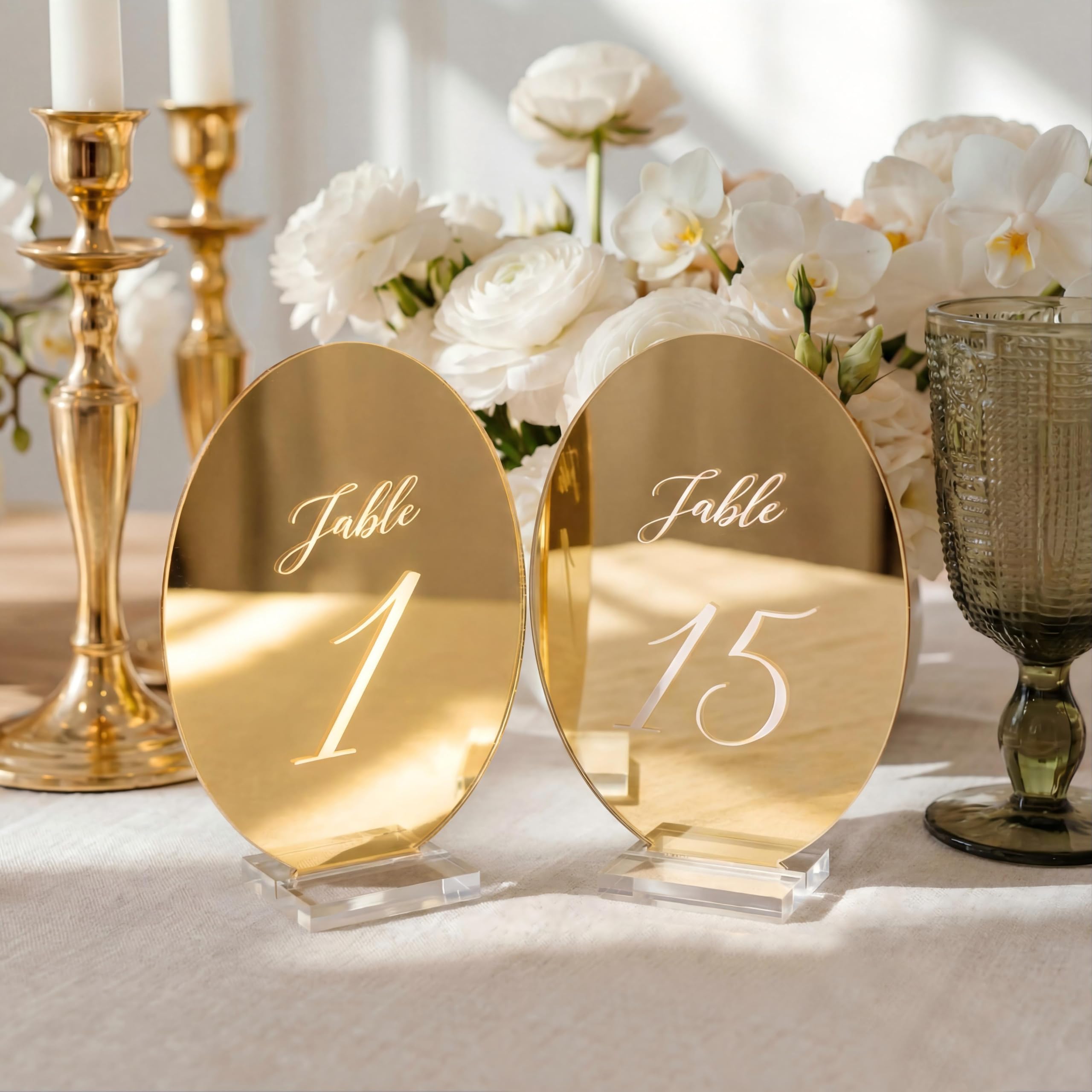 Photo 1 of Novabright 1-15 Oval Wedding Table Number Plates with Transparent Stand