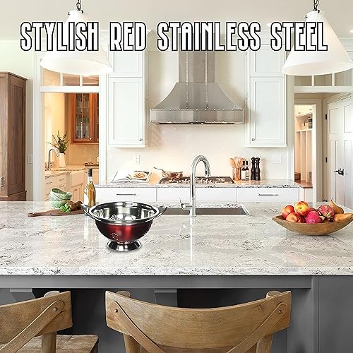 Miniatura 2 de Precioso colador de acero inoxidable rojo de 5 cuartos de galón, multicolor