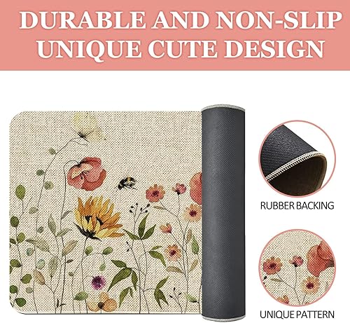 Miniatura 4 de Mloabuc Tapete decorativo con diseño de flores de primavera, primavera, verano, vacaciones, de bajo perfil, tapete para interiores y exteriores, 17