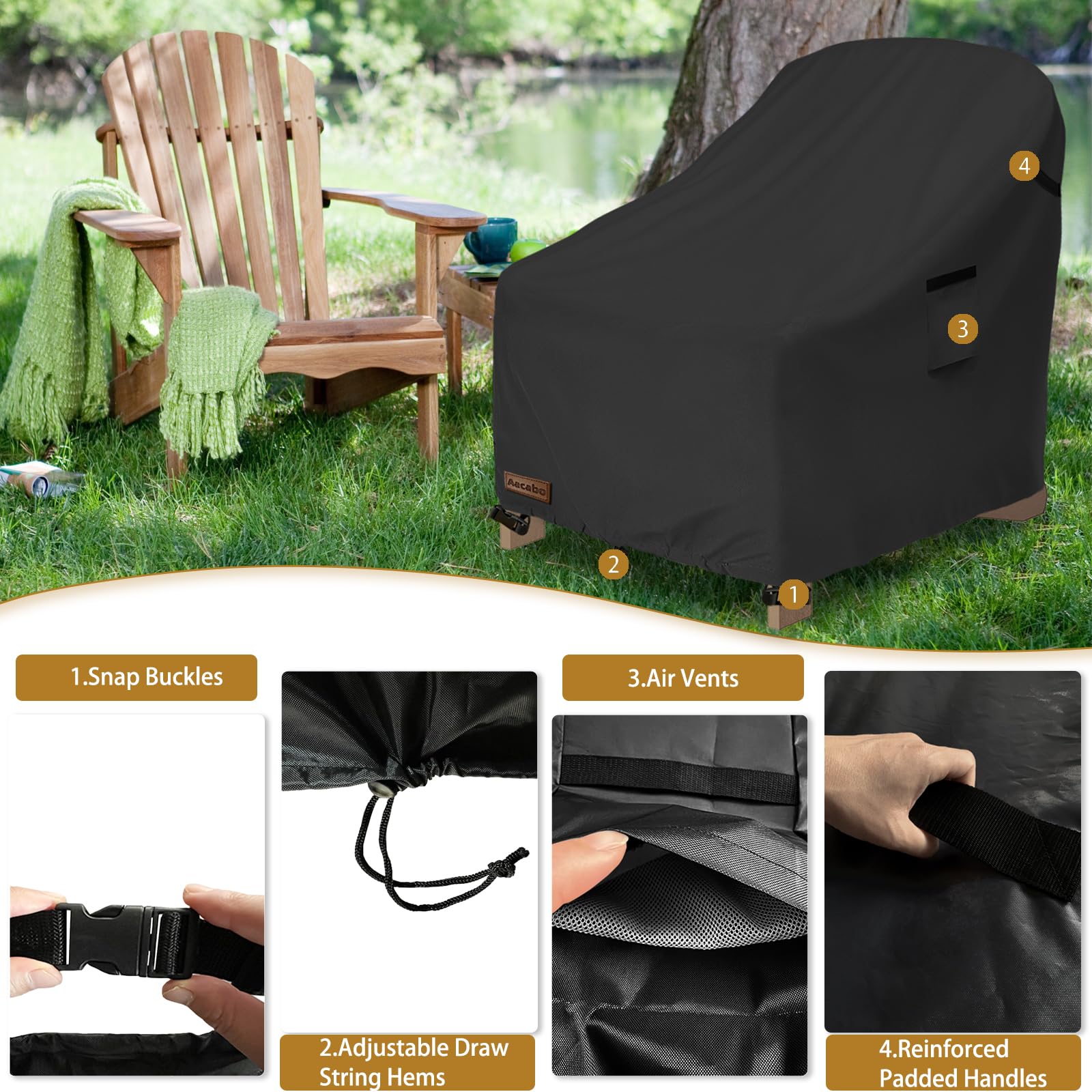 Yagvany Waterproof Patio Chair Covers, 30W X 34D X 36H Inches Heavy Duty Outdoor  Furniture Protection, image size:1600x1600