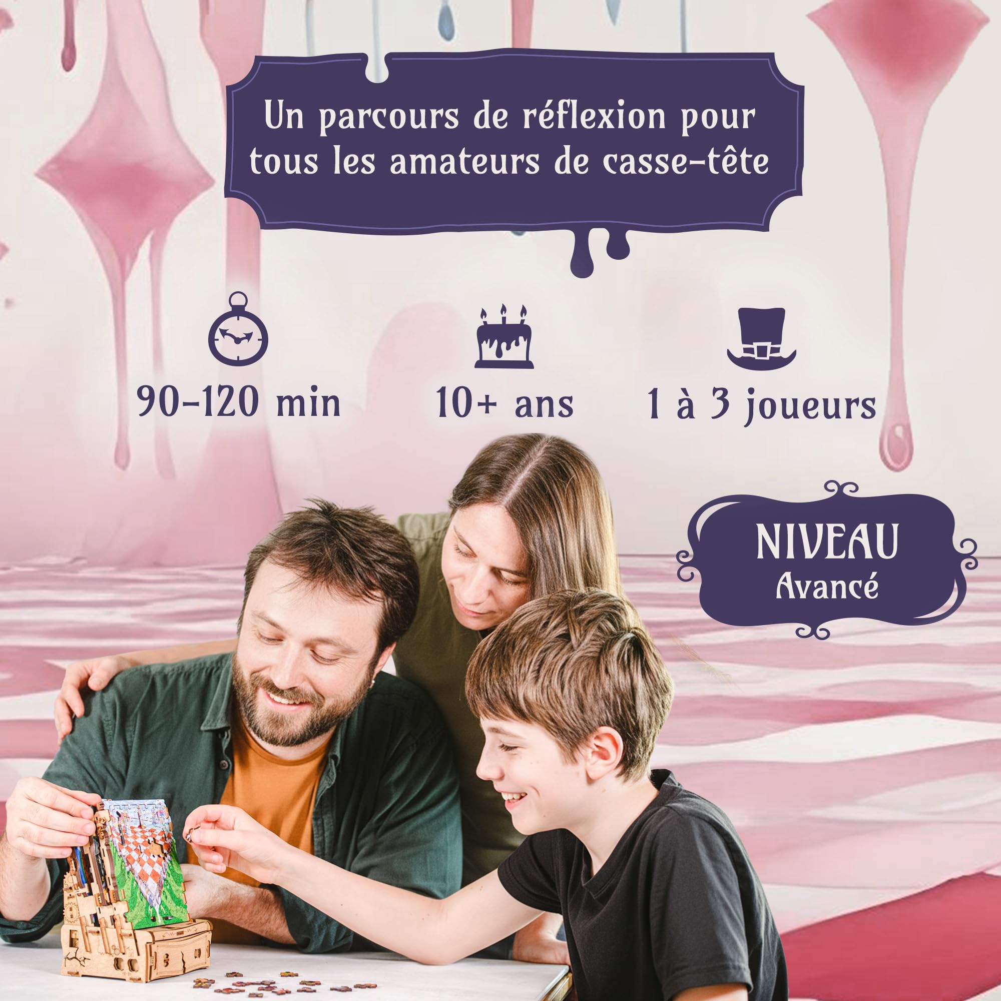 iDventure Wonderbox of Alice | Escape Room Jeu avec puzzle | Jeu familial aventure Alice au pays des merveilles | Puzzle en bois 3D | Boîte cadeau | Coffre au trésor | Boîte à puzzles pour adultes et
