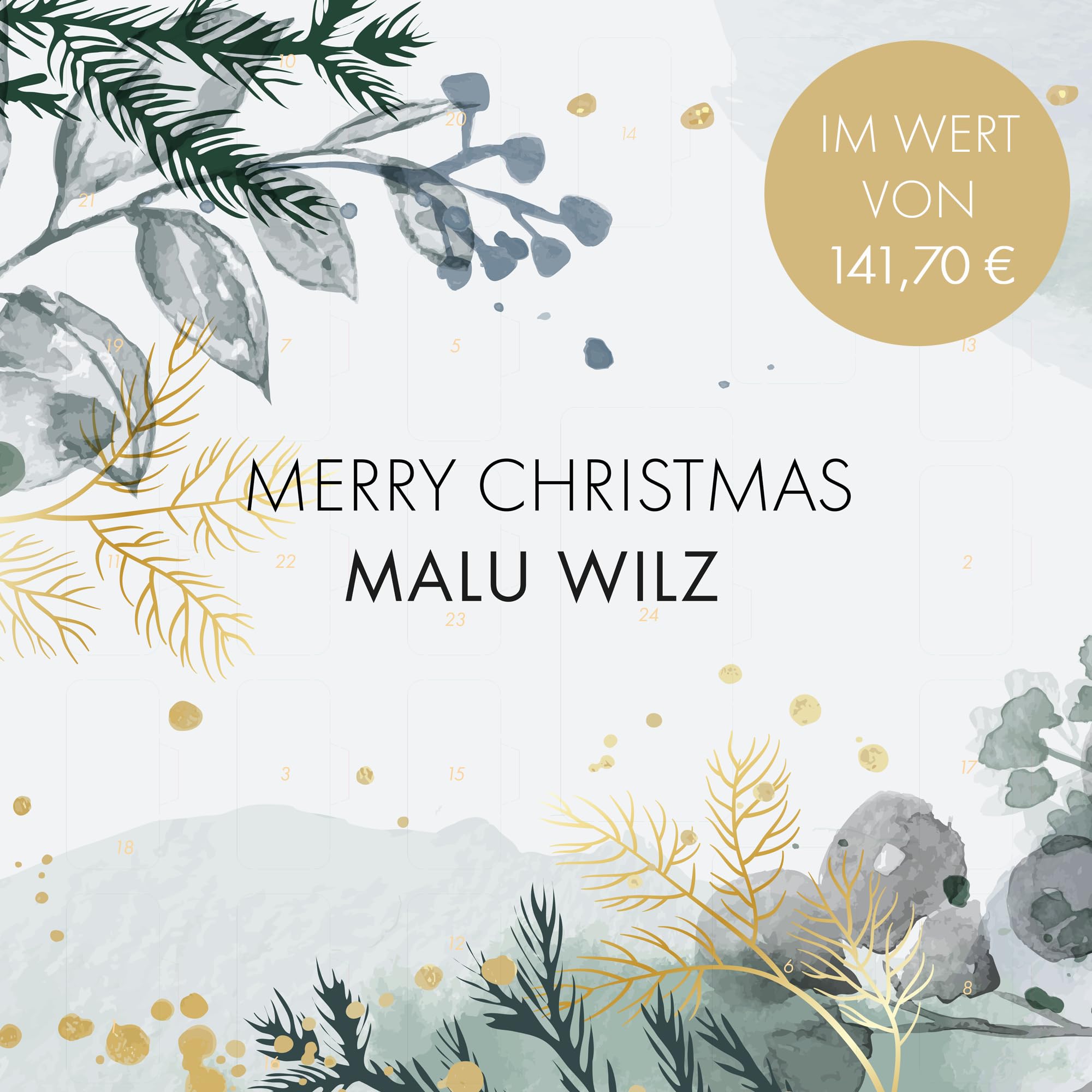 Malu Wilz Adventskalender, Beauty Adventskalender mit diversen Pflege- und Kosmetik-Produkten, 21 Ampullen + Mascara & Creme (Modell 2025)
