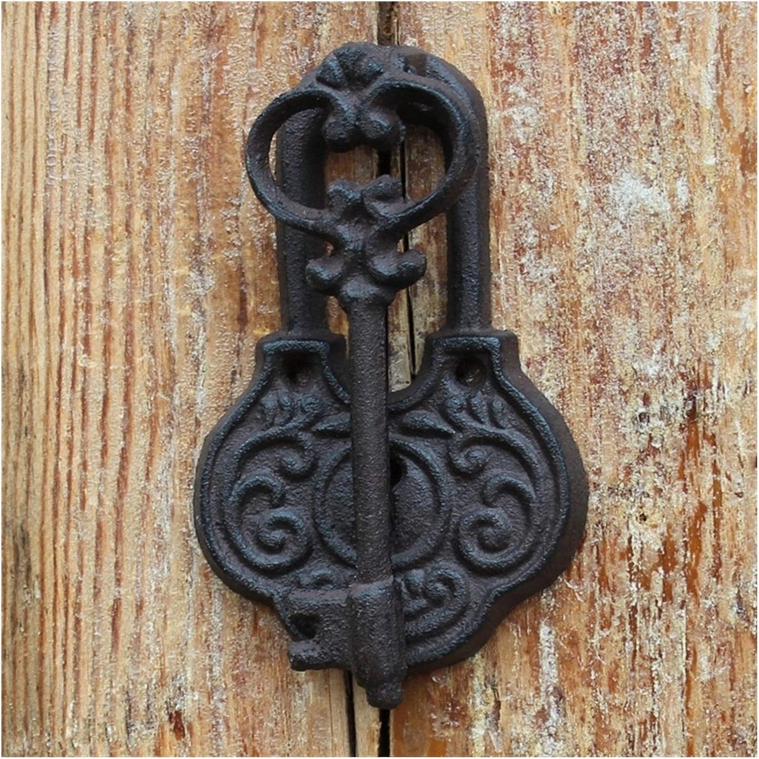 Zhaoqin One Color Door Knocker Door Knockers Cast Iron Crafts Vintage Knocker Garden Home Door Handle Wall Decoration Ancient Key