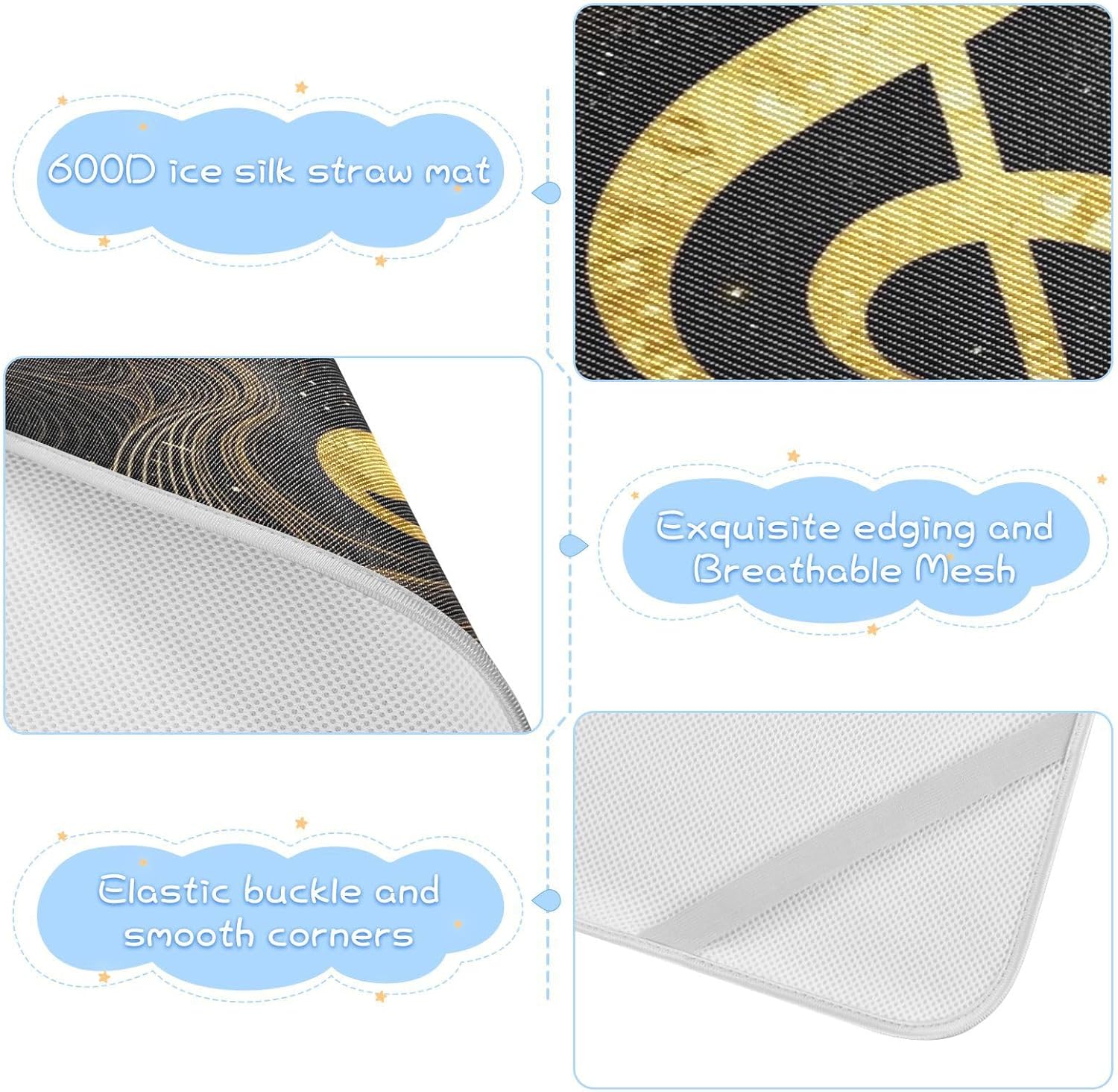 Cooling Baby Toddler Bed Mattress 28" x 52" Reusable Music Note Musician Gold Mattress pad for Baby&Toddler