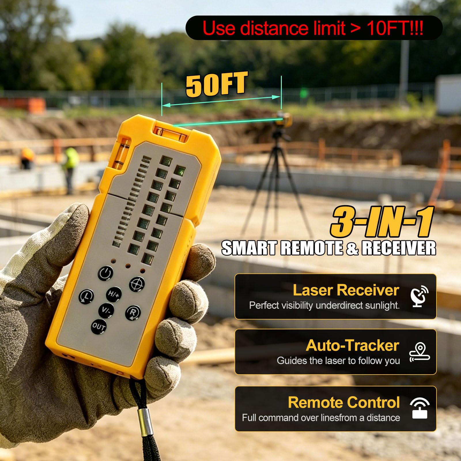 JEXUL Auto-Tracking Laser Level - 360° Rotation -3