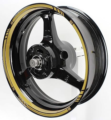 Amazon Axxl バイク用 17インチ カスタム 極太 リムステッカー Std1 F ゴールド リムステッカー 車 バイク