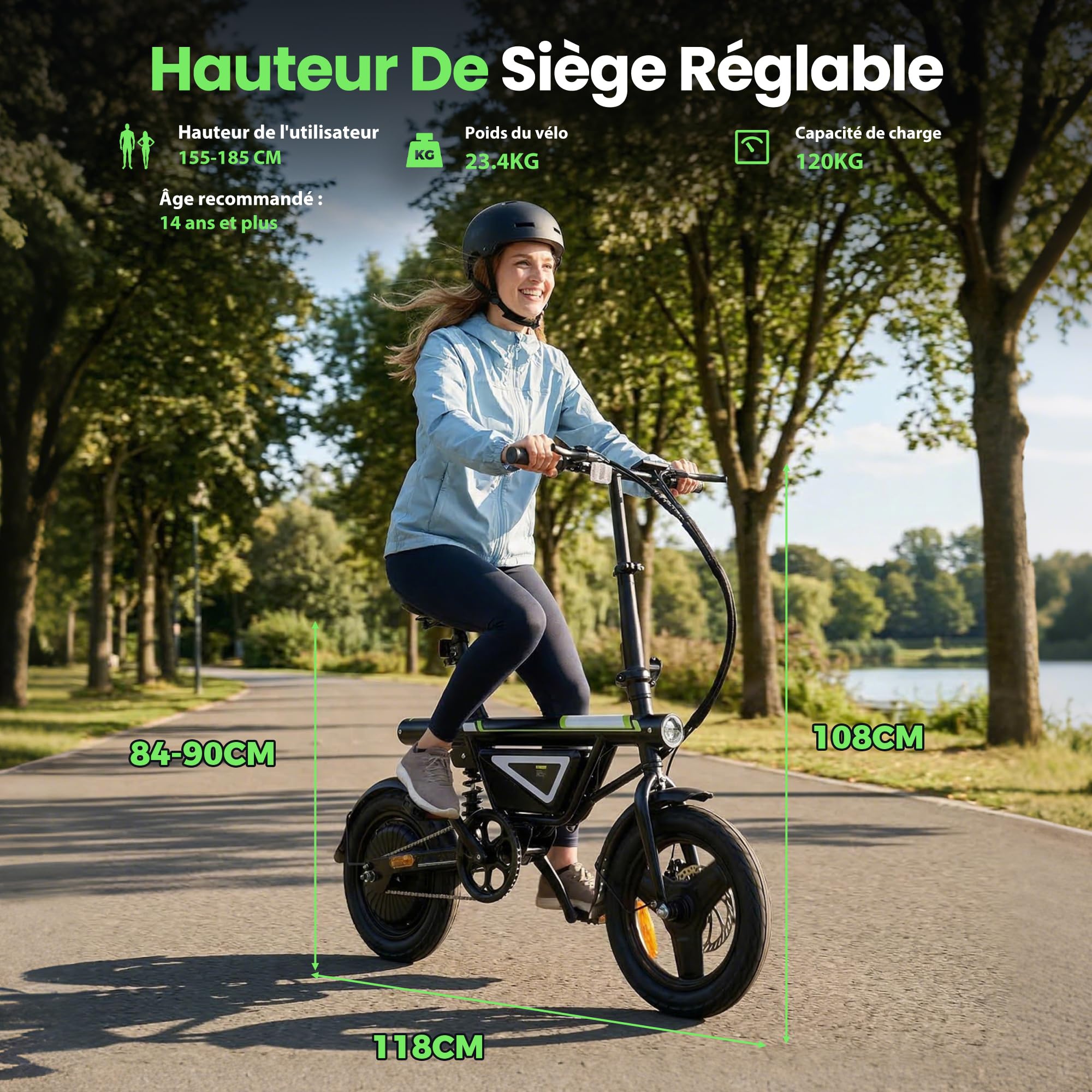iScooter Vélo Électrique Pliable Adulte | Moteur 250W sans Balais | Batterie 36V 12Ah Grande Capacité | Autonomie 50km | Amortisseur Central | VAE Urbain et Loisirs