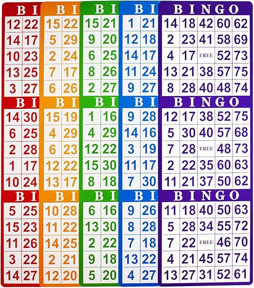 Yuanhe Bingo Paper Game Cards - 3 Cards - 100 Sheets in Mixed Colors