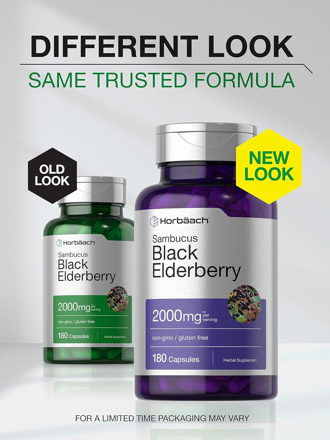 Black Elderberry | 2000mg Capsules | 180 Count | Non-GMO, Gluten Free | Sambucus Extract Supplement | by Horbaach : Health & Household