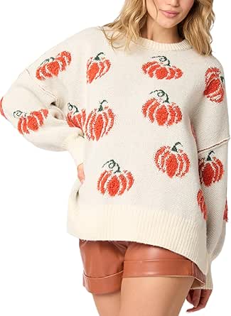 Women Halloween Pumpkin Sweaters Spooky Season Ghost Crewneck ...