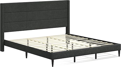 Miniatura 2 de Glenwillow Home Pax - Base de cama tapizada con plataforma tapizada, respaldo de alas, base de colchón, soporte de listones de madera, no necesita